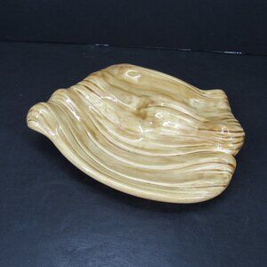 Holland Mold Vintage Tan and Brown Wood Grain Look Ashtray 6.5"X9"